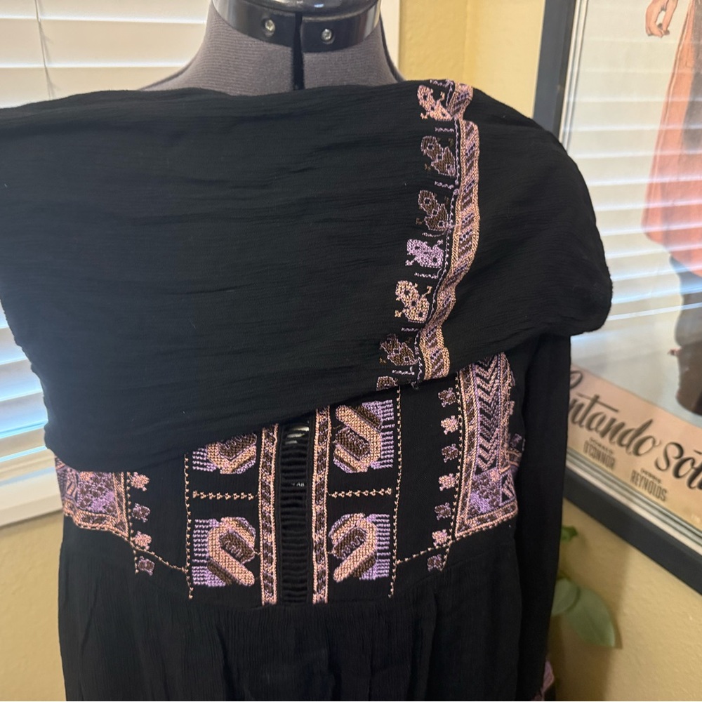 Free People Black and Purple Mini Dress - Picture 3 of 6